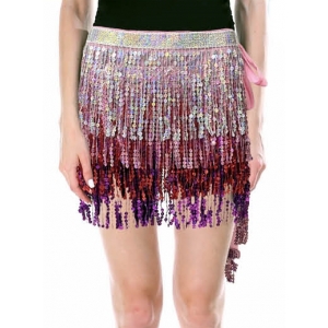 70s Costume Pink Silver Sequin Skirt Fringe Skirt - Womens 70s Disco Costumes 